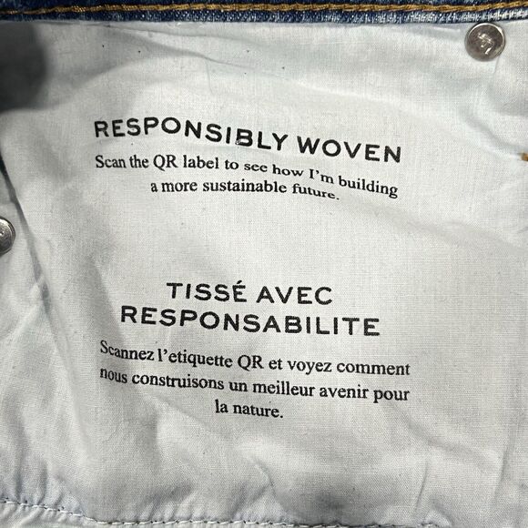 Frame Denim Jeans Blue Straight Medium Wash Distressed Le Slouch Sz 31 (38X29) - Picture 5 of 10